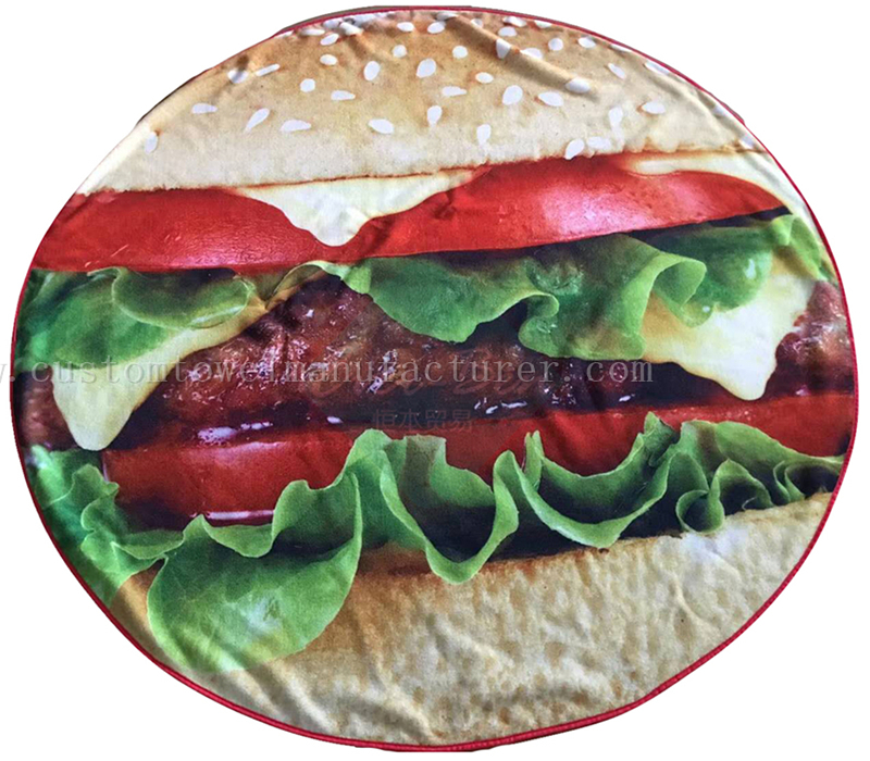 China Bulk Custom Printing Beach Towels|Travel Sport Towels Supplier|Super Water Absorbent Quick Dry Microfiber Hamburger Sport Beach Towels Exporter for New Zealand Arabia